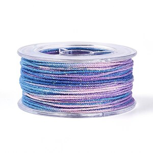 Snur Polyester un degradee cu sclipici auriu, grosime 1mm, rola de aprox. 27m - albastru mov