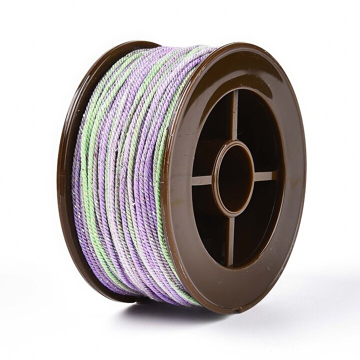 Snur Polyester un degradee cu sclipici auriu, grosime 1mm, rola de aprox. 27m - verde lila