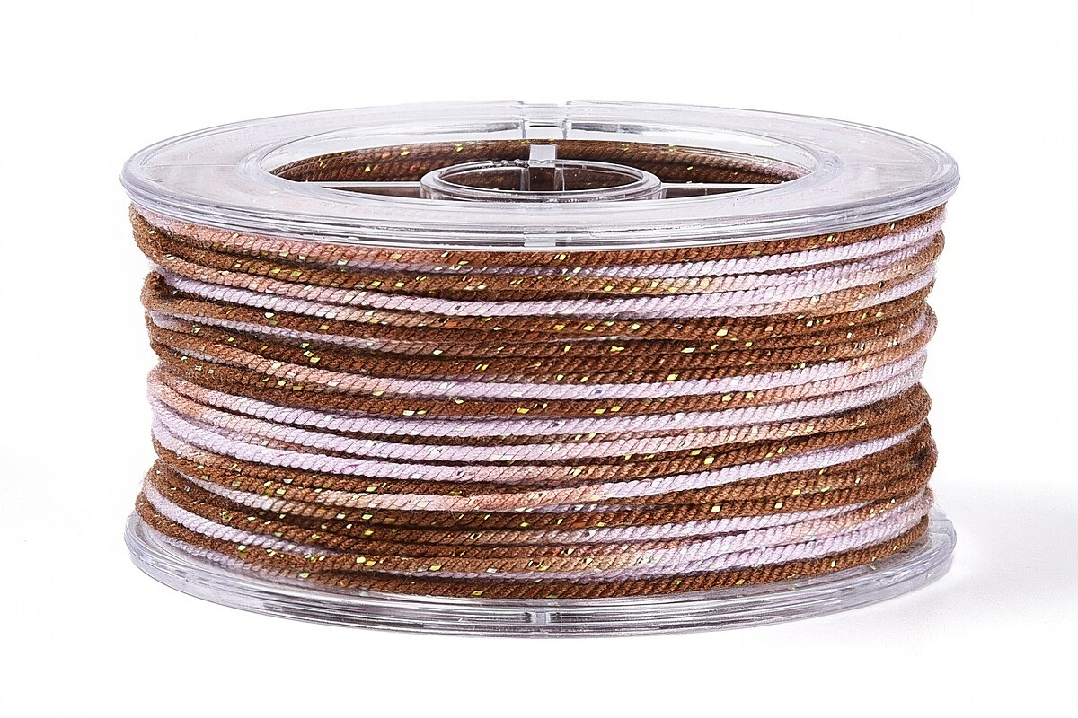 Snur Polyester un degradee cu sclipici auriu, grosime 1mm, rola de aprox. 27m - maro