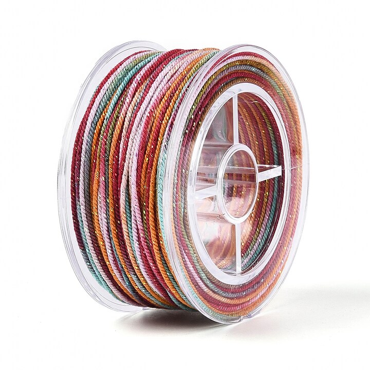 Snur Polyester un degradee cu sclipici auriu, grosime 1mm, rola de aprox. 27m - multicolor