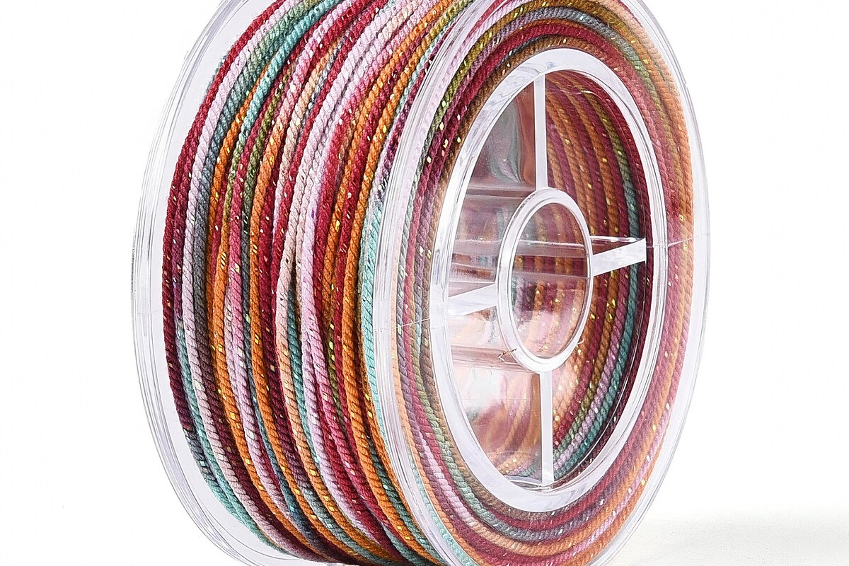 Snur Polyester un degradee cu sclipici auriu, grosime 1mm, rola de aprox. 27m - multicolor