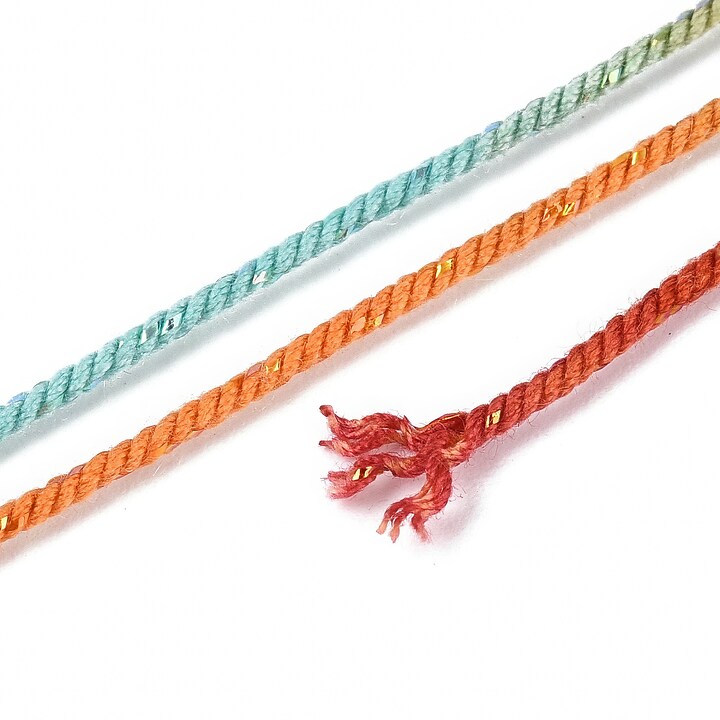 Snur Polyester un degradee cu sclipici auriu, grosime 1mm, rola de aprox. 27m - multicolor