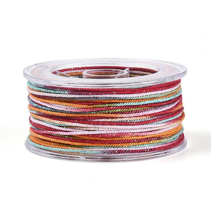 Snur Polyester un degradee cu sclipici auriu, grosime 1mm, rola de aprox. 27m - multicolor