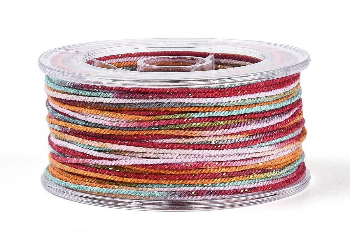 Snur Polyester un degradee cu sclipici auriu, grosime 1mm, rola de aprox. 27m - multicolor