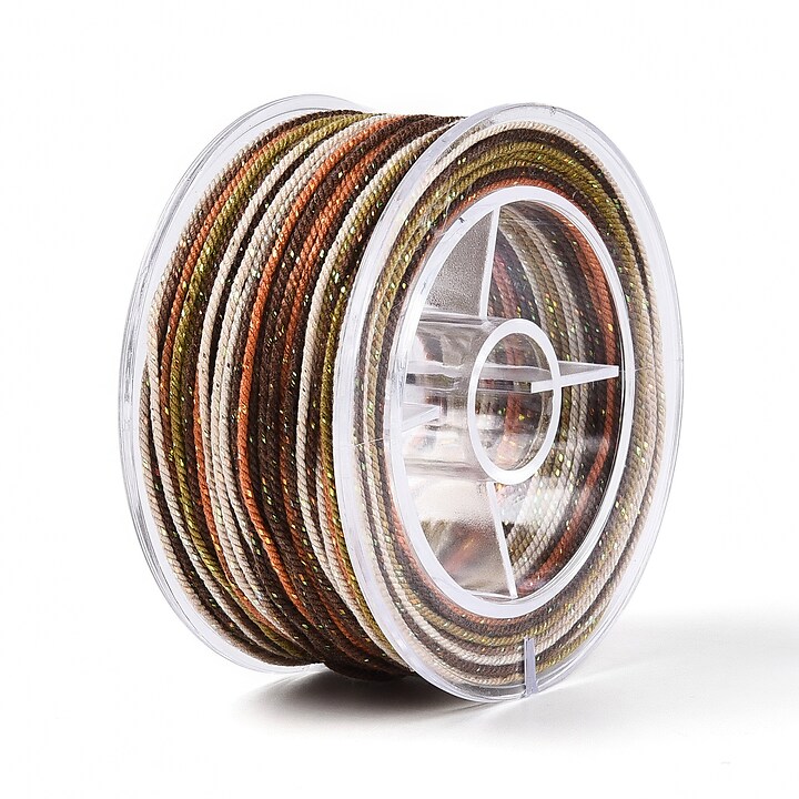 Snur Polyester un degradee cu sclipici auriu, grosime 1mm, rola de aprox. 27m - maro metalic
