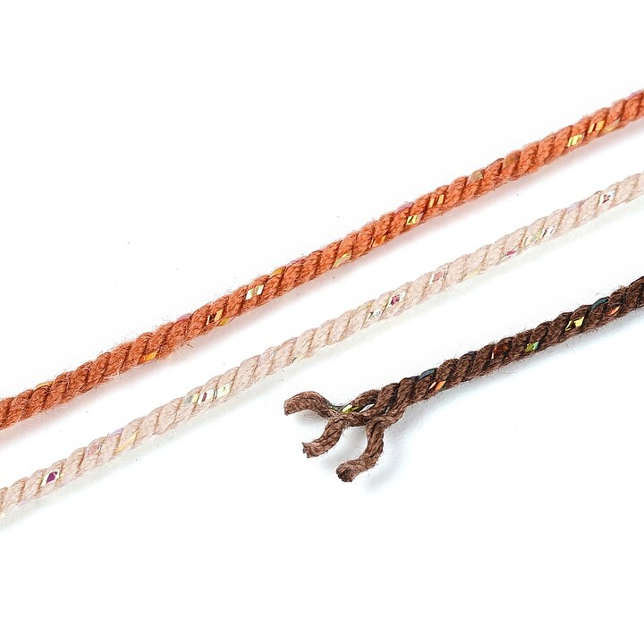 Snur Polyester un degradee cu sclipici auriu, grosime 1mm, rola de aprox. 27m - maro metalic