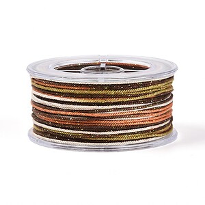 Snur Polyester un degradee cu sclipici auriu, grosime 1mm, rola de aprox. 27m - maro metalic