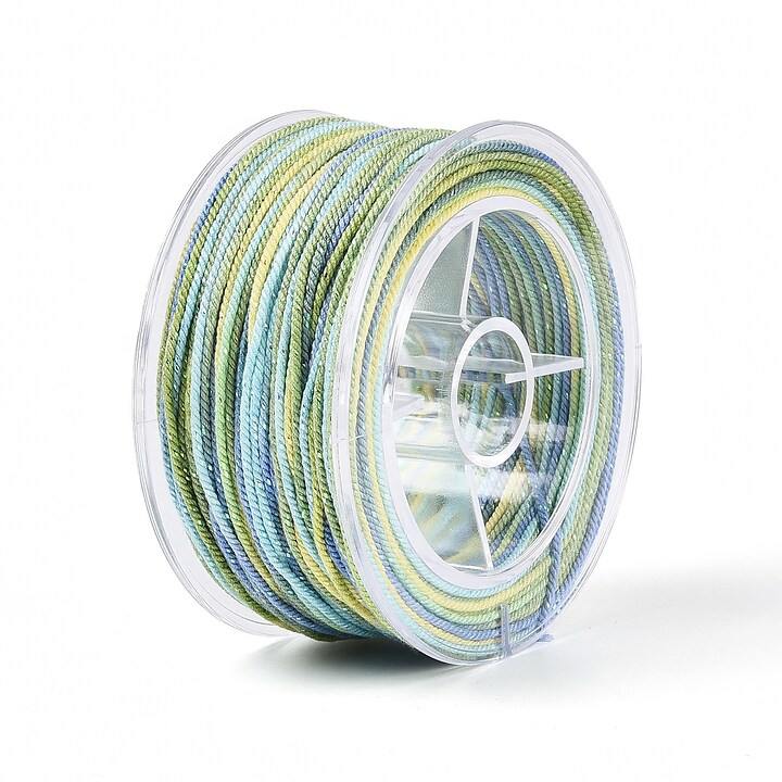 Snur Polyester un degradee cu sclipici auriu, grosime 1mm, rola de aprox. 27m - verde bleu