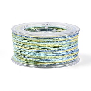 Snur Polyester un degradee cu sclipici auriu, grosime 1mm, rola de aprox. 27m - verde bleu