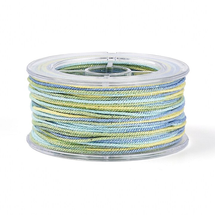 Snur Polyester un degradee cu sclipici auriu, grosime 1mm, rola de aprox. 27m - verde bleu