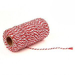 Rola ata Macrame din bumbac, grosime 2mm, rola de aprox. 100m - alb rosu