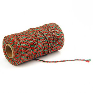 Rola ata Macrame din bumbac, grosime 2mm, rola de aprox. 100m - rosu verde