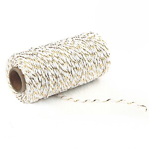 Rola ata Macrame din bumbac, grosime 2mm, rola de aprox. 100m - alb auriu