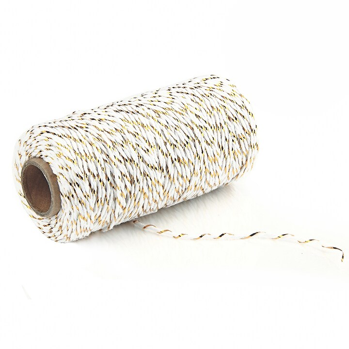 Rola ata Macrame din bumbac, grosime 2mm, rola de aprox. 100m - alb auriu