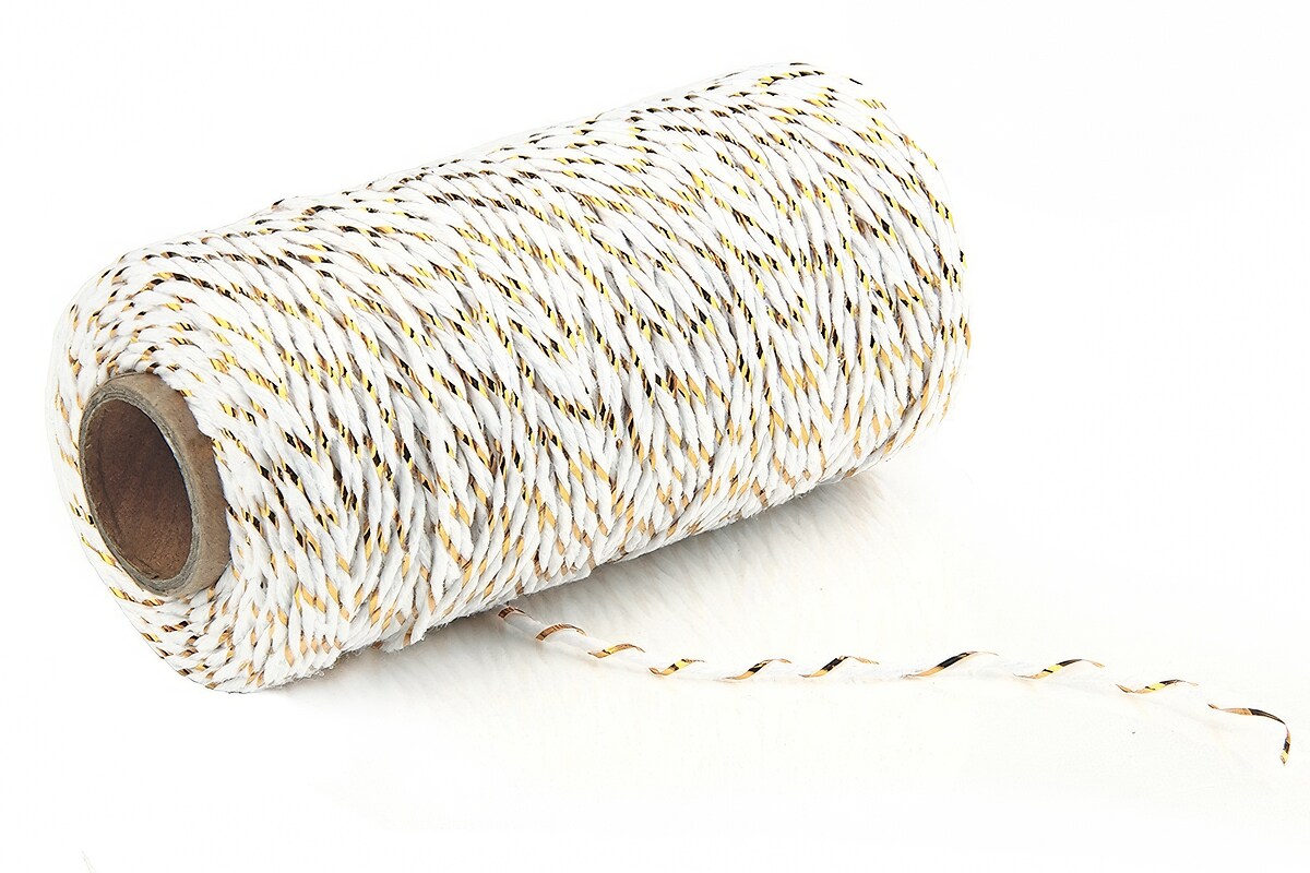 Rola ata Macrame din bumbac, grosime 2mm, rola de aprox. 100m - alb auriu