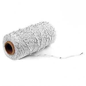 Rola ata Macrame din bumbac, grosime 2mm, rola de aprox. 100m - alb argintiu