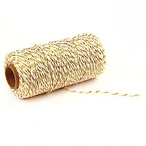 Rola ata Macrame din bumbac, grosime 2mm, rola de aprox. 100m - crem auriu