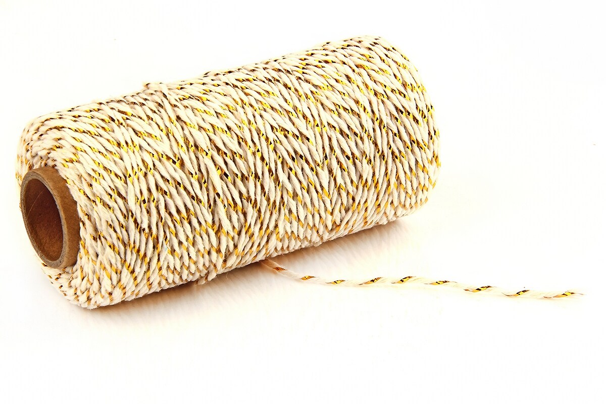 Rola ata Macrame din bumbac, grosime 2mm, rola de aprox. 100m - crem auriu