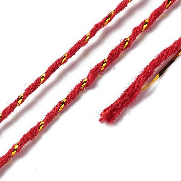 Rola ata Macrame din bumbac, grosime 2mm, rola de aprox. 100m - rosu auriu