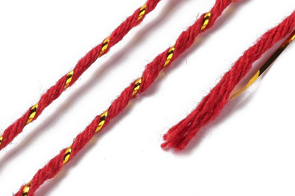 Rola ata Macrame din bumbac, grosime 2mm, rola de aprox. 100m - rosu auriu