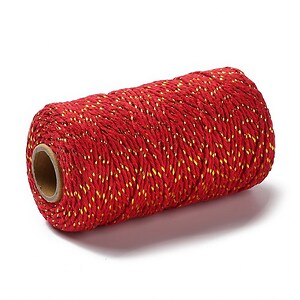 Rola ata Macrame din bumbac, grosime 2mm, rola de aprox. 100m - rosu auriu