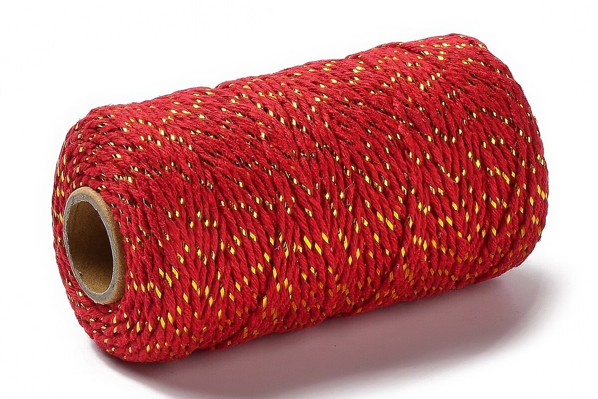 Rola ata Macrame din bumbac, grosime 2mm, rola de aprox. 100m - rosu auriu