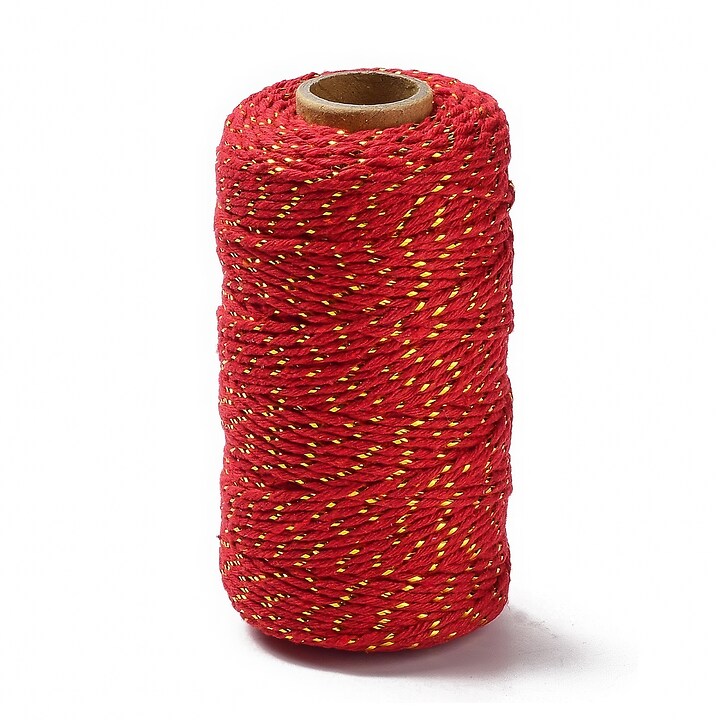 Rola ata Macrame din bumbac, grosime 2mm, rola de aprox. 100m - rosu auriu