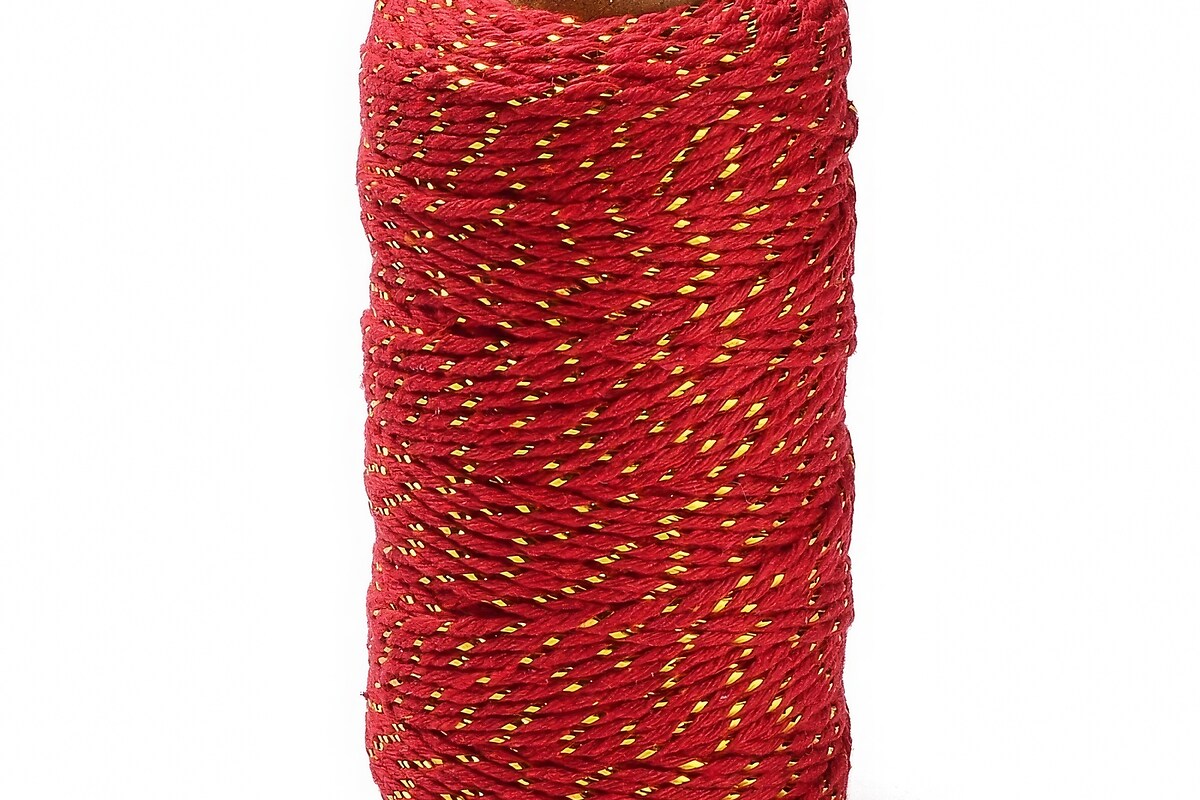 Rola ata Macrame din bumbac, grosime 2mm, rola de aprox. 100m - rosu auriu