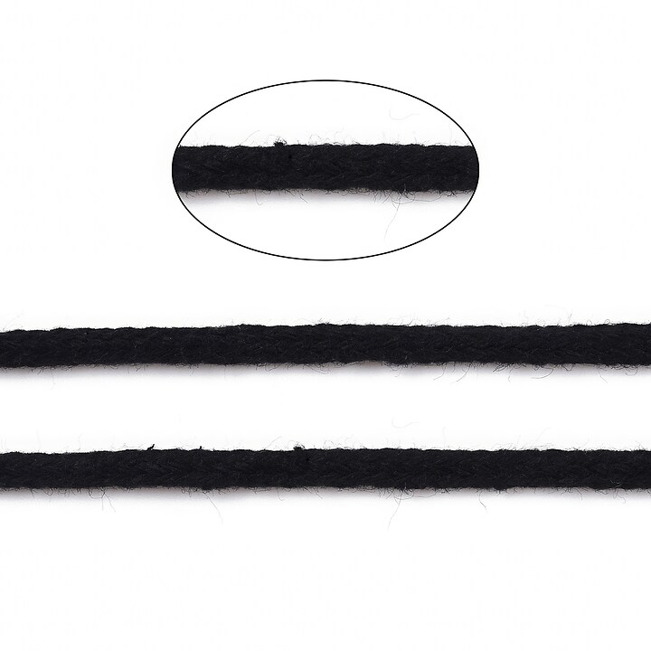 Rola ata Macrame din bumbac, grosime 3mm, rola de aprox. 100m - negru