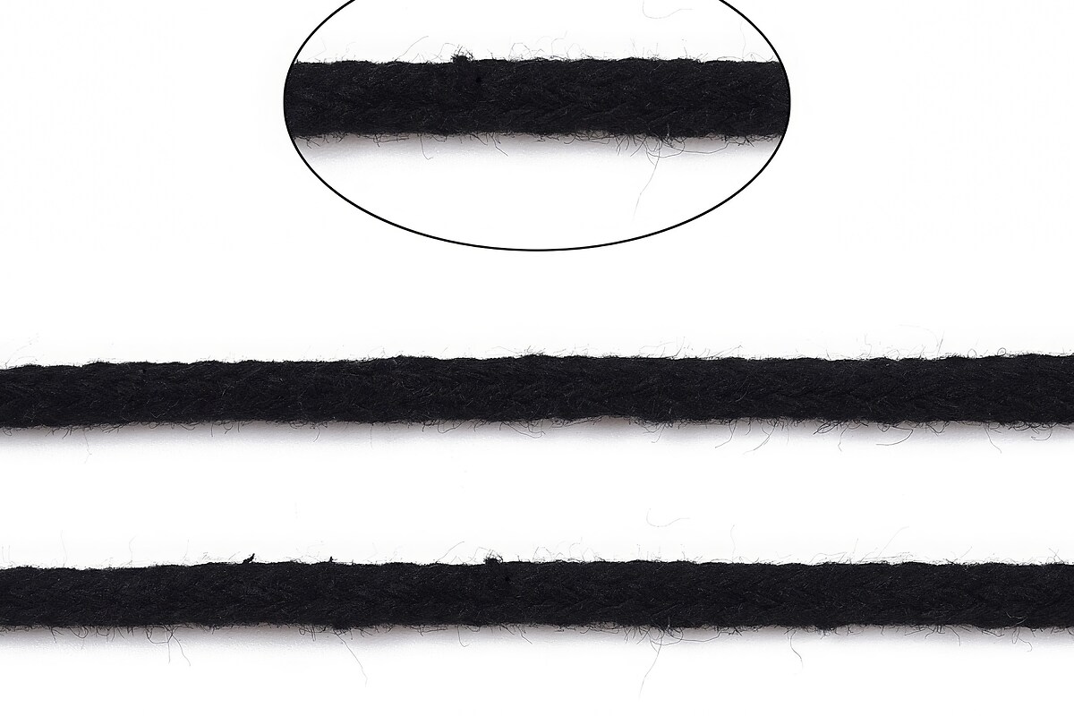 Rola ata Macrame din bumbac, grosime 3mm, rola de aprox. 100m - negru