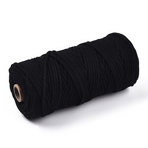 Rola ata Macrame din bumbac, grosime 3mm, rola de aprox. 100m - negru