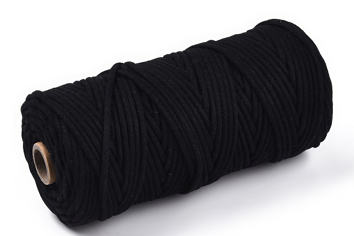 Rola ata Macrame din bumbac, grosime 3mm, rola de aprox. 100m - negru