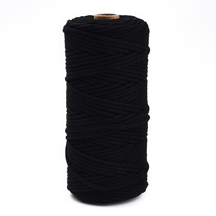 Rola ata Macrame din bumbac, grosime 3mm, rola de aprox. 100m - negru