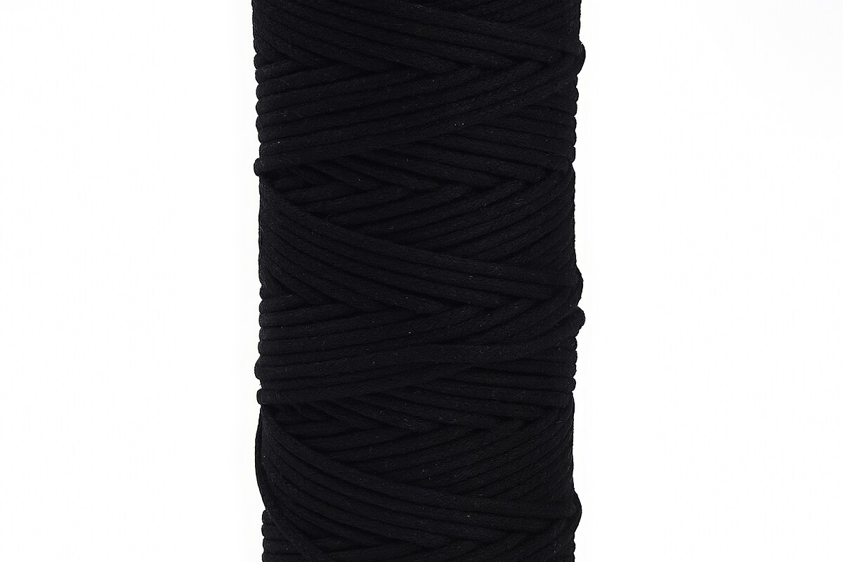 Rola ata Macrame din bumbac, grosime 3mm, rola de aprox. 100m - negru