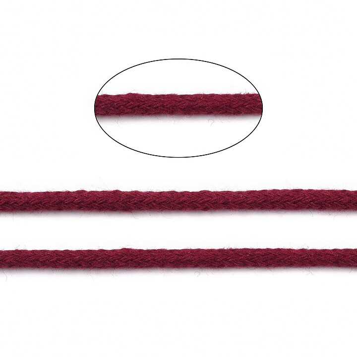 Rola ata Macrame din bumbac, grosime 3mm, rola de aprox. 100m - grena