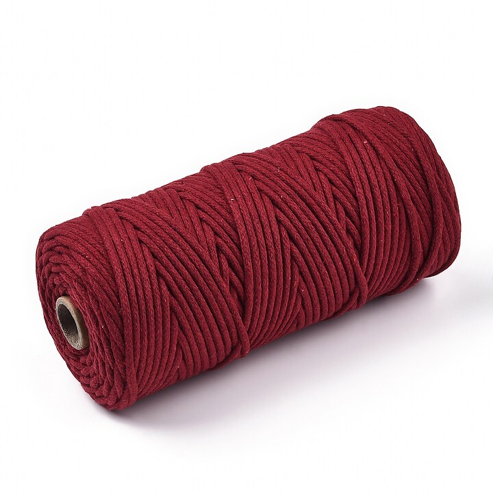 Rola ata Macrame din bumbac, grosime 3mm, rola de aprox. 100m - grena