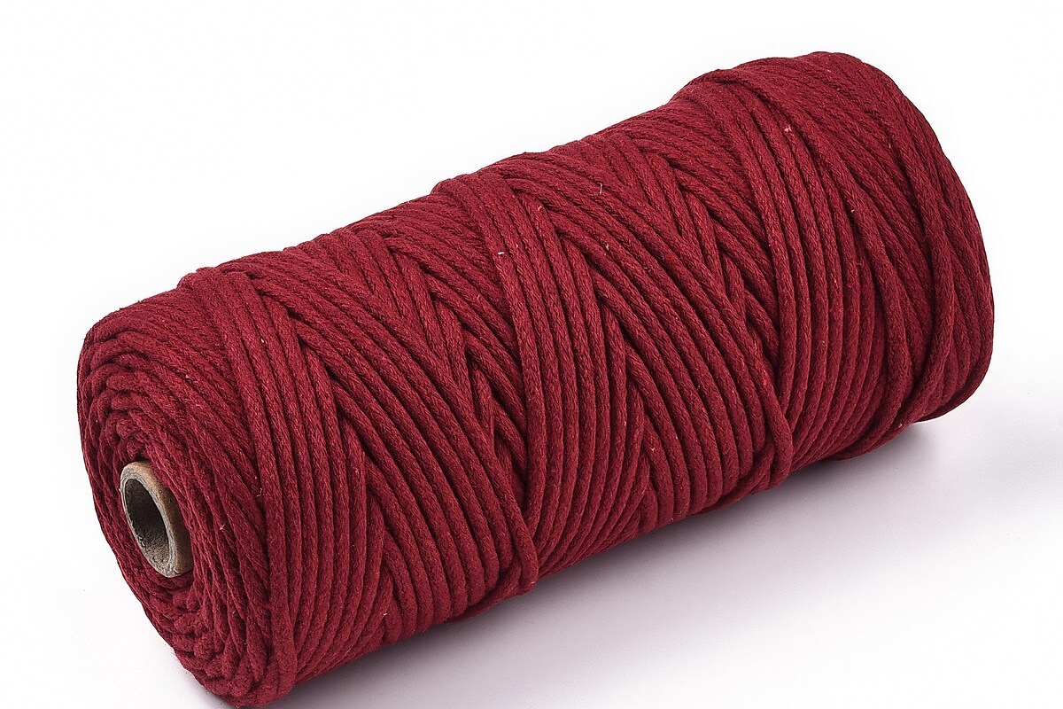 Rola ata Macrame din bumbac, grosime 3mm, rola de aprox. 100m - grena