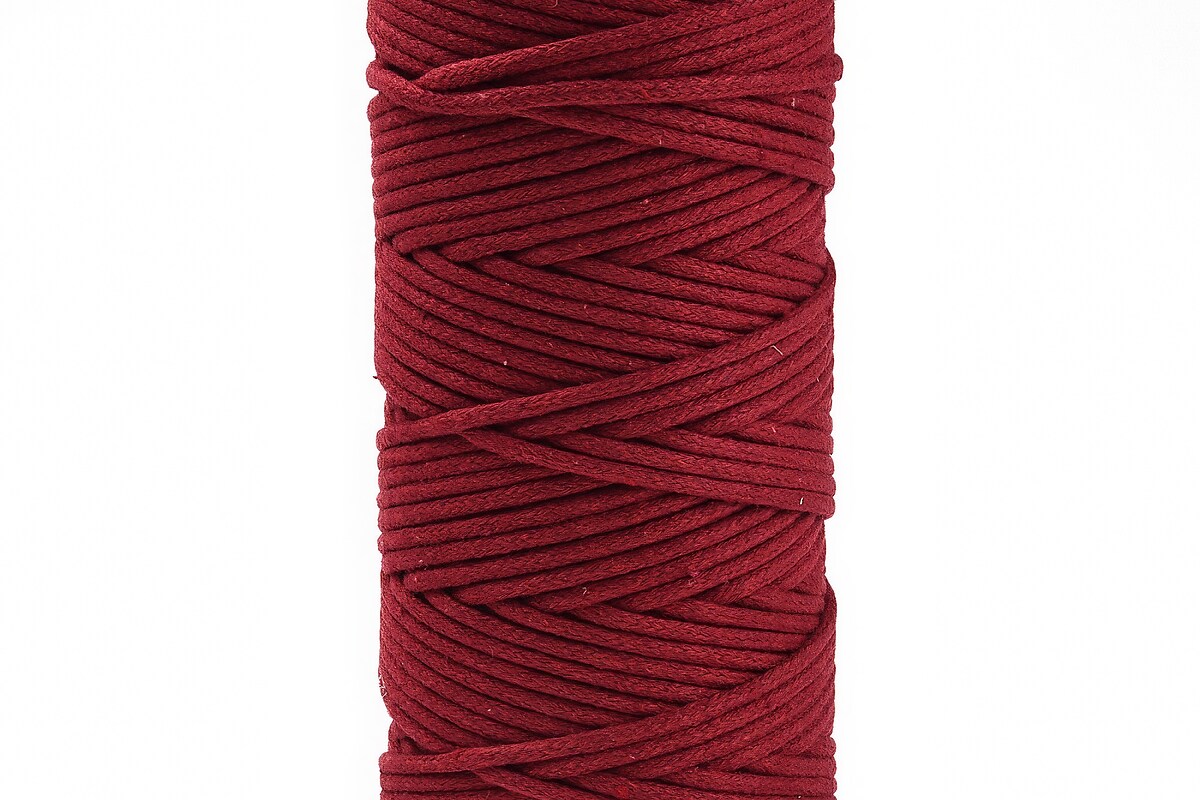 Rola ata Macrame din bumbac, grosime 3mm, rola de aprox. 100m - grena