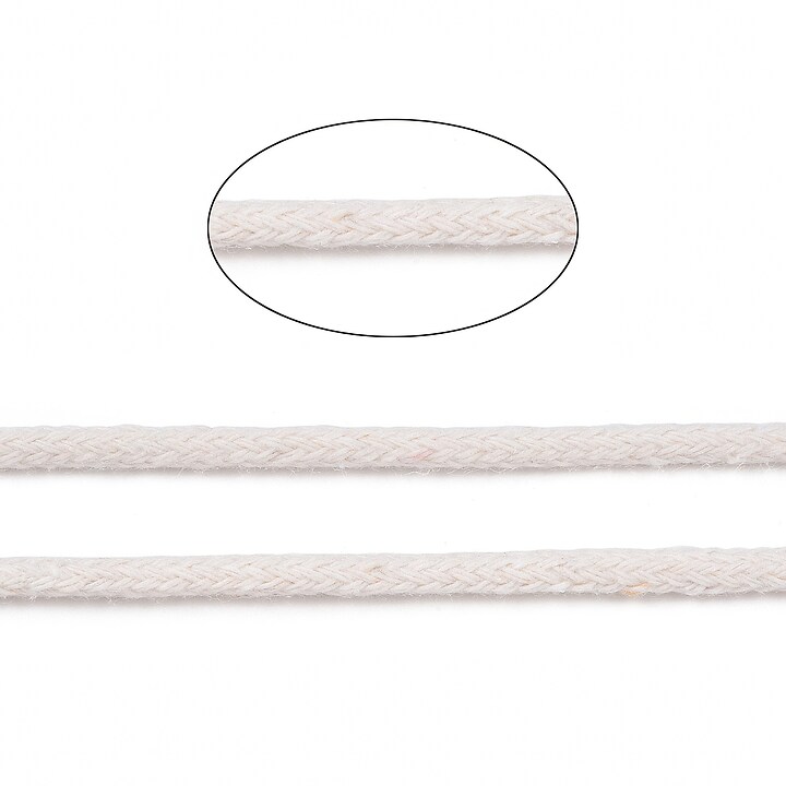 Rola ata Macrame din bumbac, grosime 3mm, rola de aprox. 100m - alb-crem