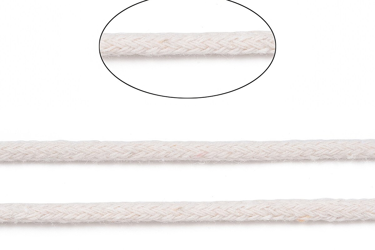 Rola ata Macrame din bumbac, grosime 3mm, rola de aprox. 100m - alb-crem