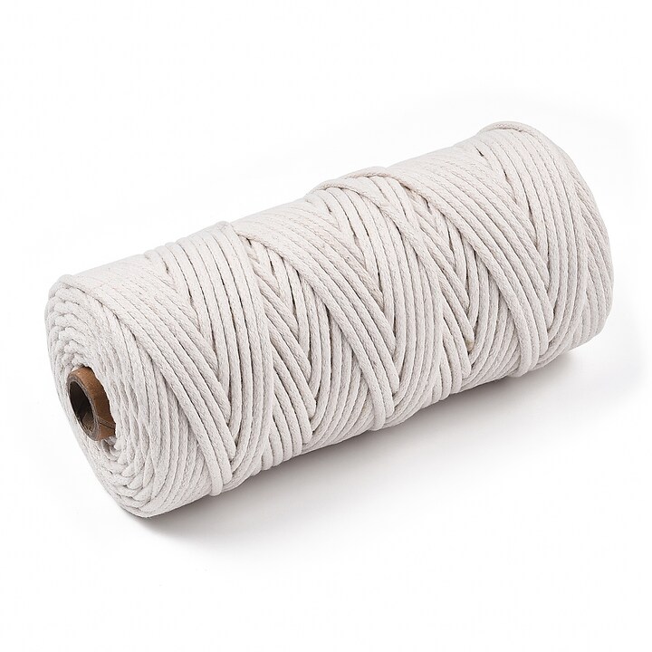 Rola ata Macrame din bumbac, grosime 3mm, rola de aprox. 100m - alb-crem