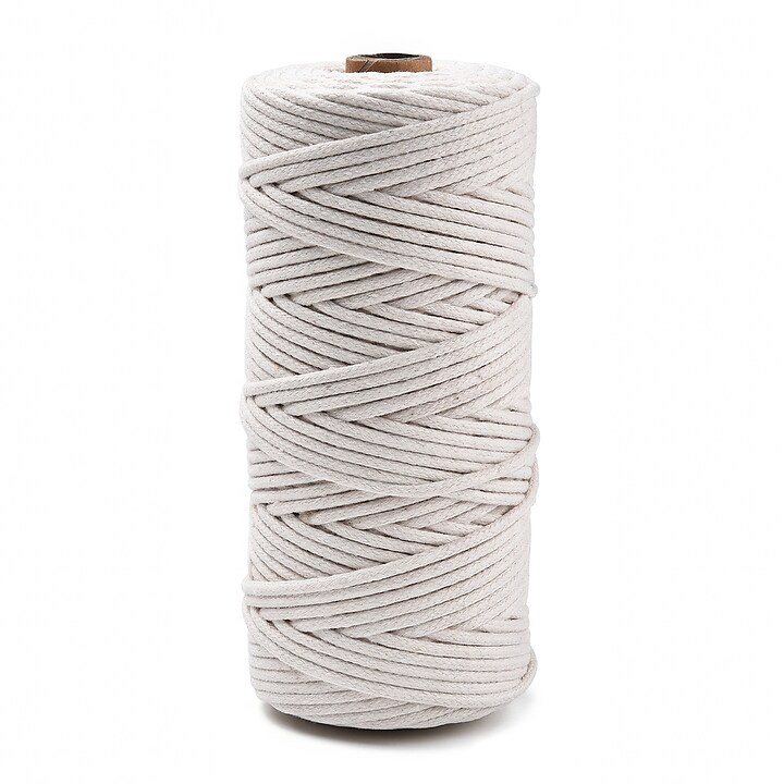 Rola ata Macrame din bumbac, grosime 3mm, rola de aprox. 100m - alb-crem