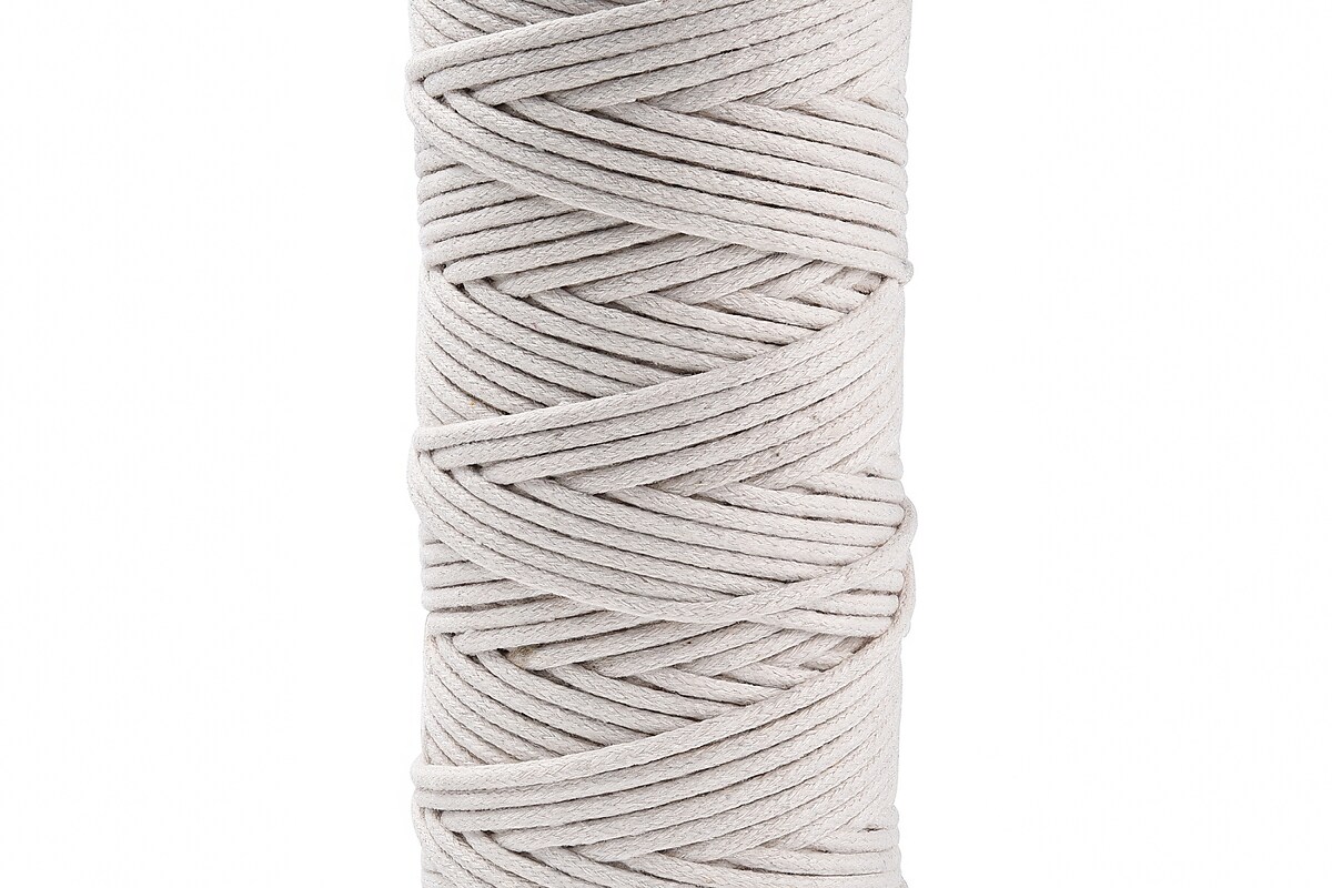 Rola ata Macrame din bumbac, grosime 3mm, rola de aprox. 100m - alb-crem