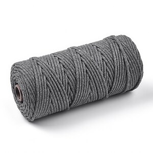 Rola ata Macrame din bumbac, grosime 3mm, rola de aprox. 100m - gri