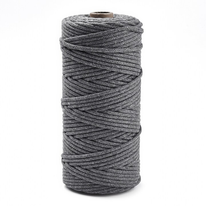 Rola ata Macrame din bumbac, grosime 3mm, rola de aprox. 100m - gri