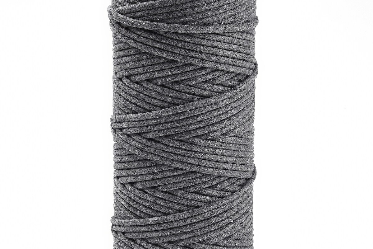 Rola ata Macrame din bumbac, grosime 3mm, rola de aprox. 100m - gri