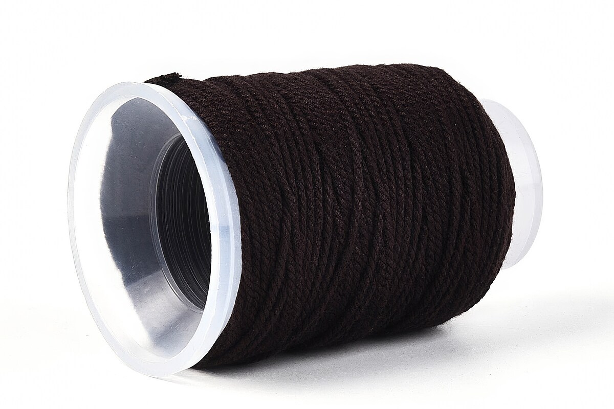 Rola ata Macrame din bumbac, grosime 1,5mm, rola de aprox. 22m - maro inchis