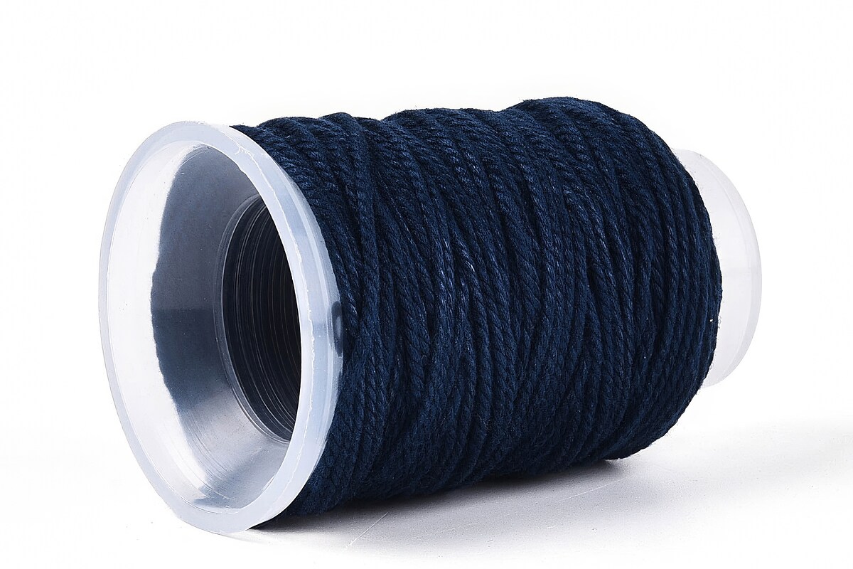 Rola ata Macrame din bumbac, grosime 1,5mm, rola de aprox. 22m - albastru inchis