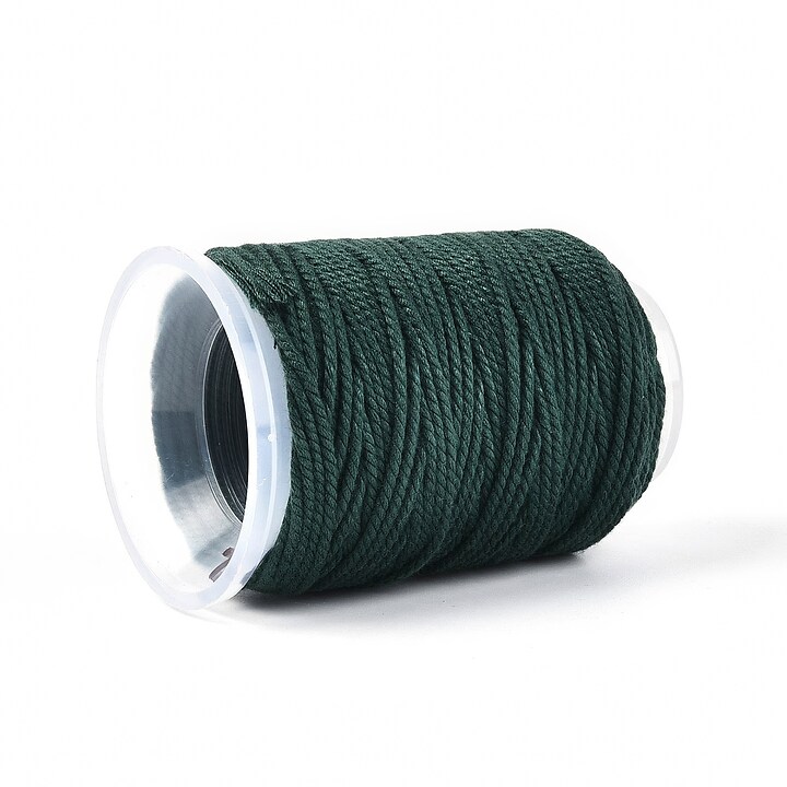 Rola ata Macrame din bumbac, grosime 1,5mm, rola de aprox. 22m - verde inchis