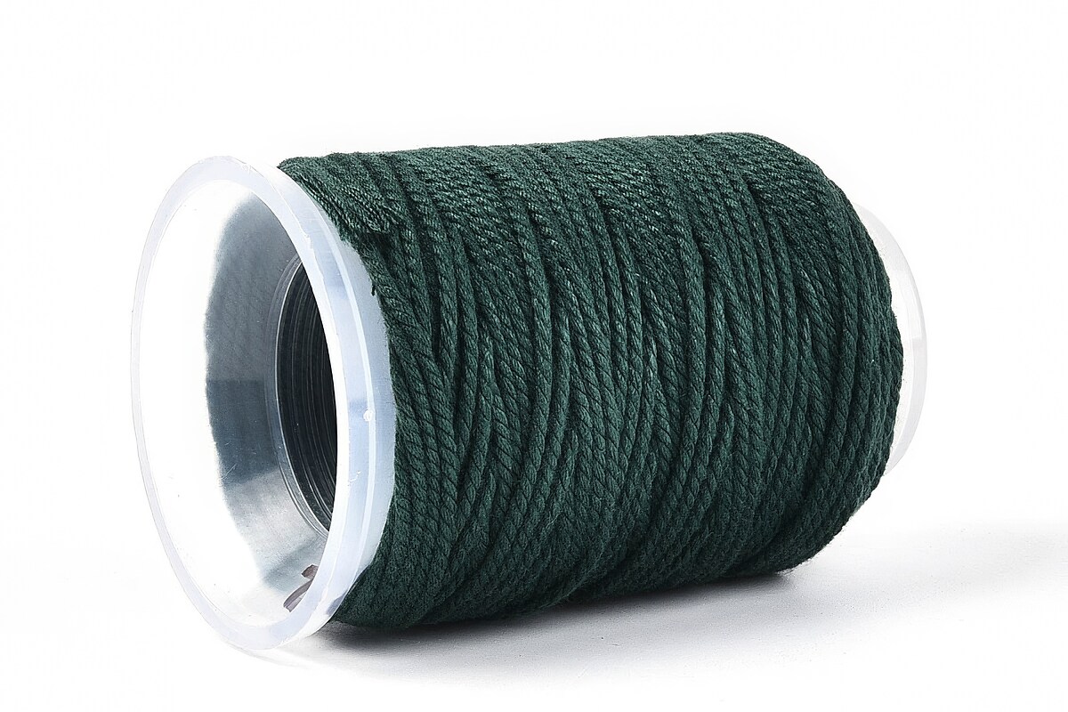 Rola ata Macrame din bumbac, grosime 1,5mm, rola de aprox. 22m - verde inchis